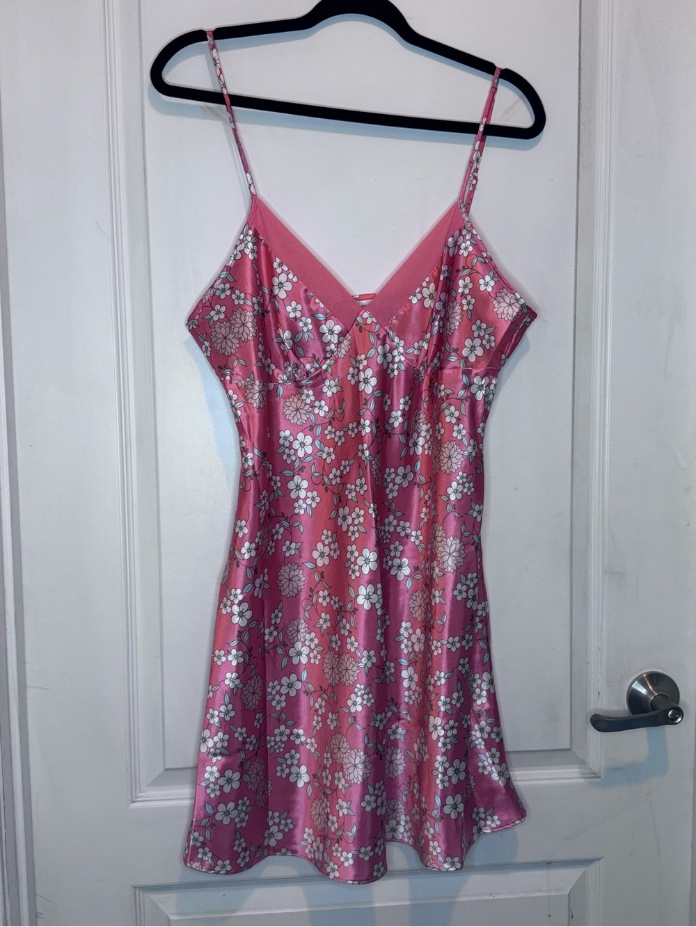 Adonna Pink Floral Satin Slip Chemise